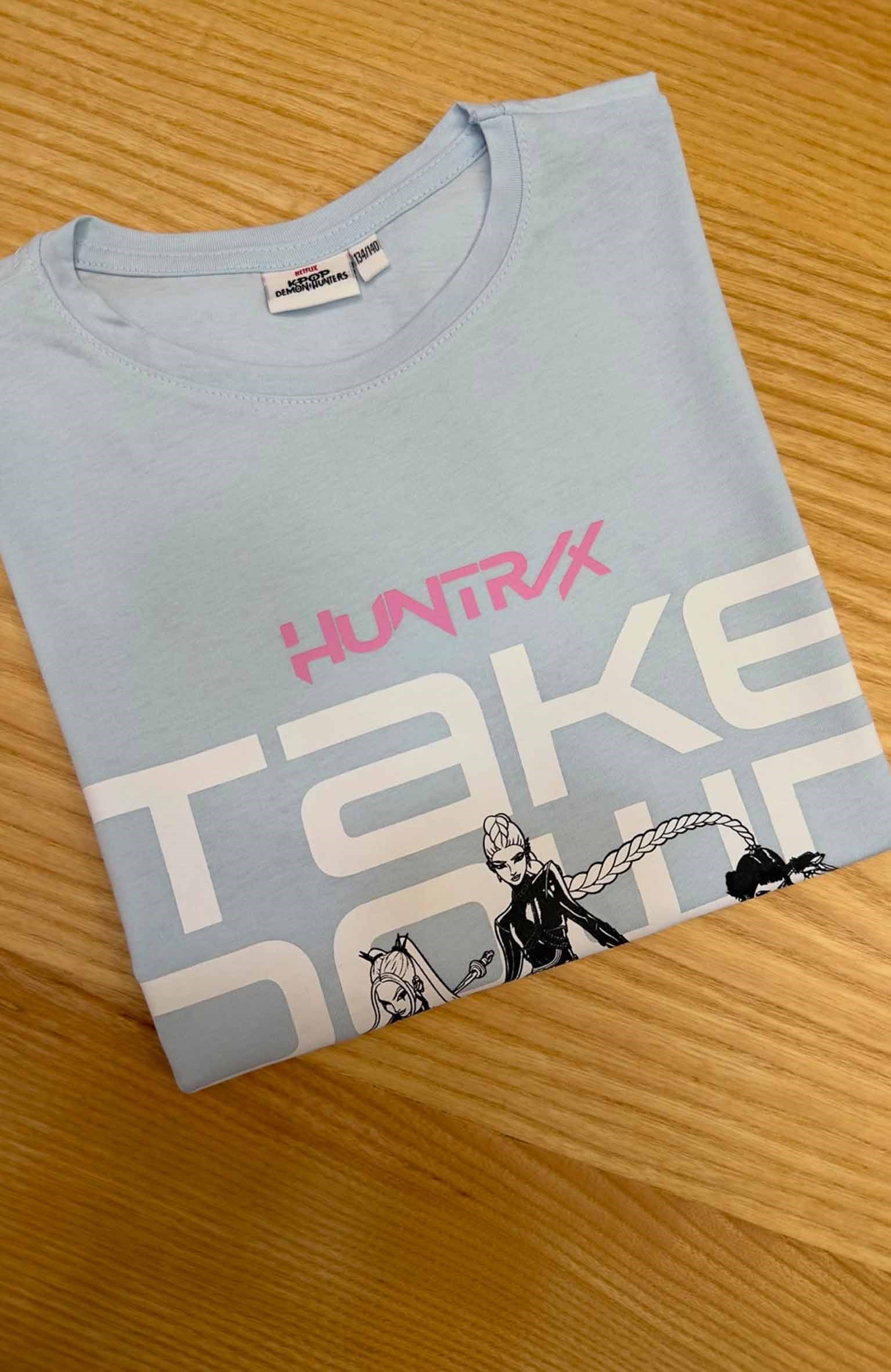 C2494 K-POP BASKILI AÇIK MAVİ T-SHIRT