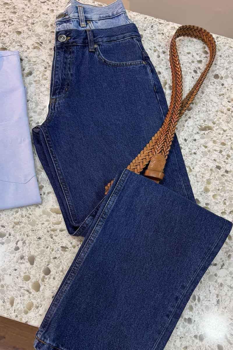 K2232 SNDRO ÇİFT BEL MANŞETLİ LACİVERT JEAN