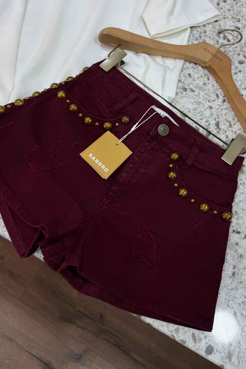 K2429 SNDRO DROPLU BORDO ŞORT