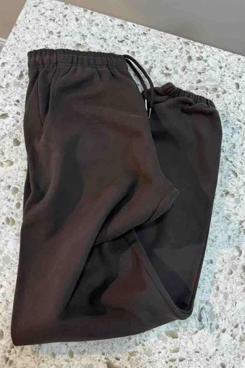 K2880 YIKAMALI KAHVERENGİ EŞOFMAN ALTI