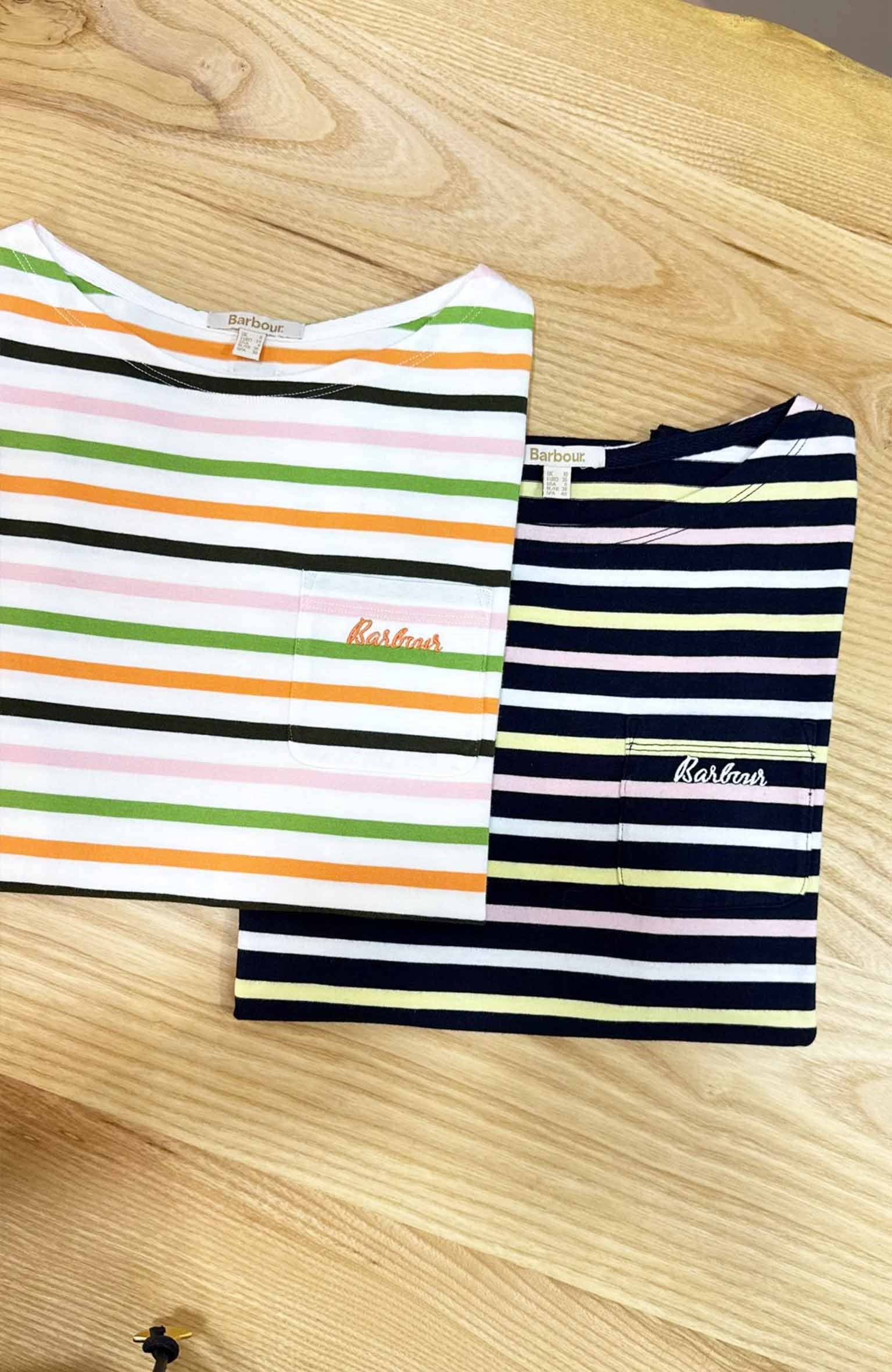 K3604 BRBOUR RENKLİ ÇİZGİLİ CEPLİ T-SHIRT