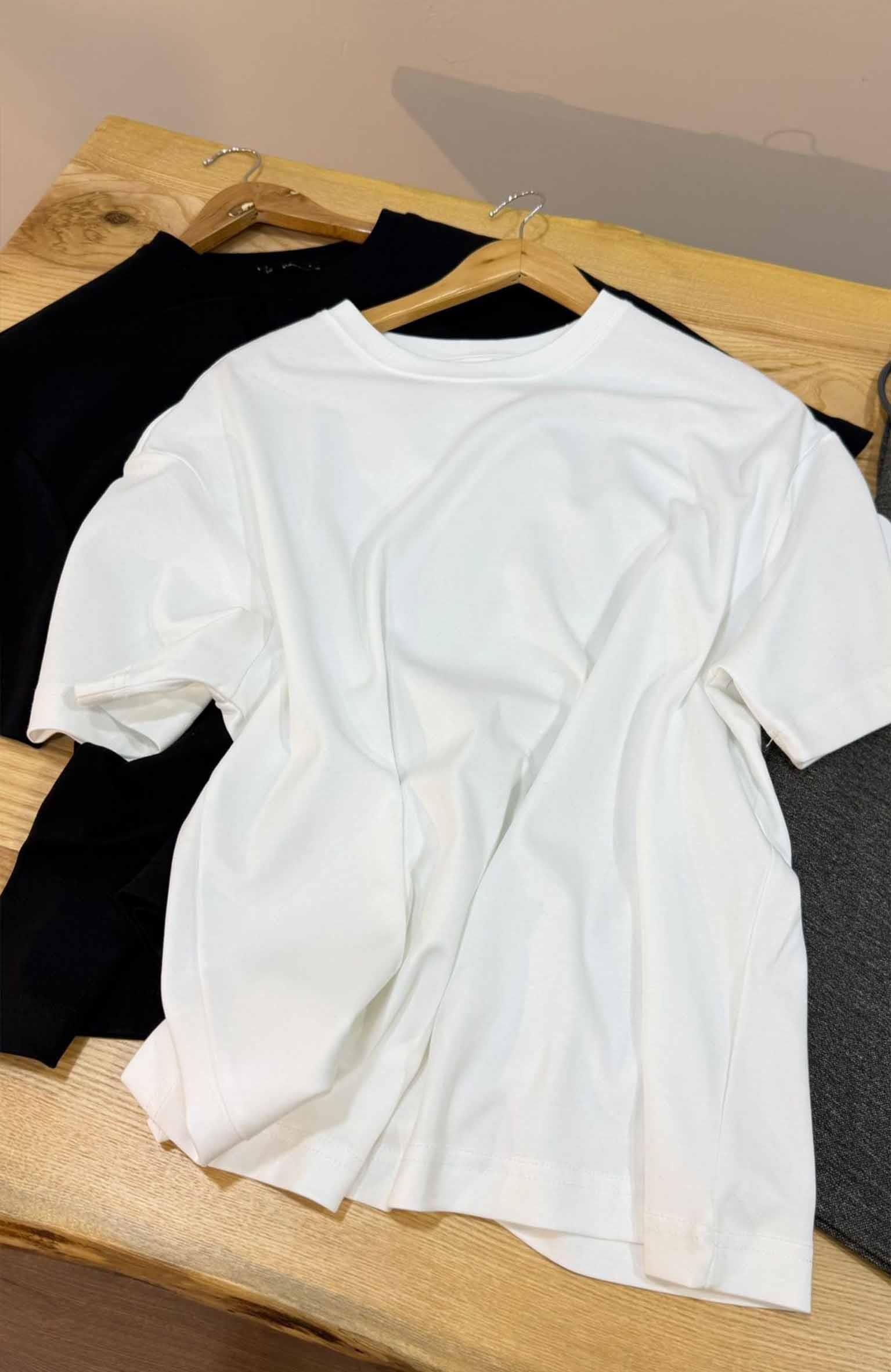 K3618 OVERSIZE BİSİKLET YAKA PAMUKLU T-SHIRT