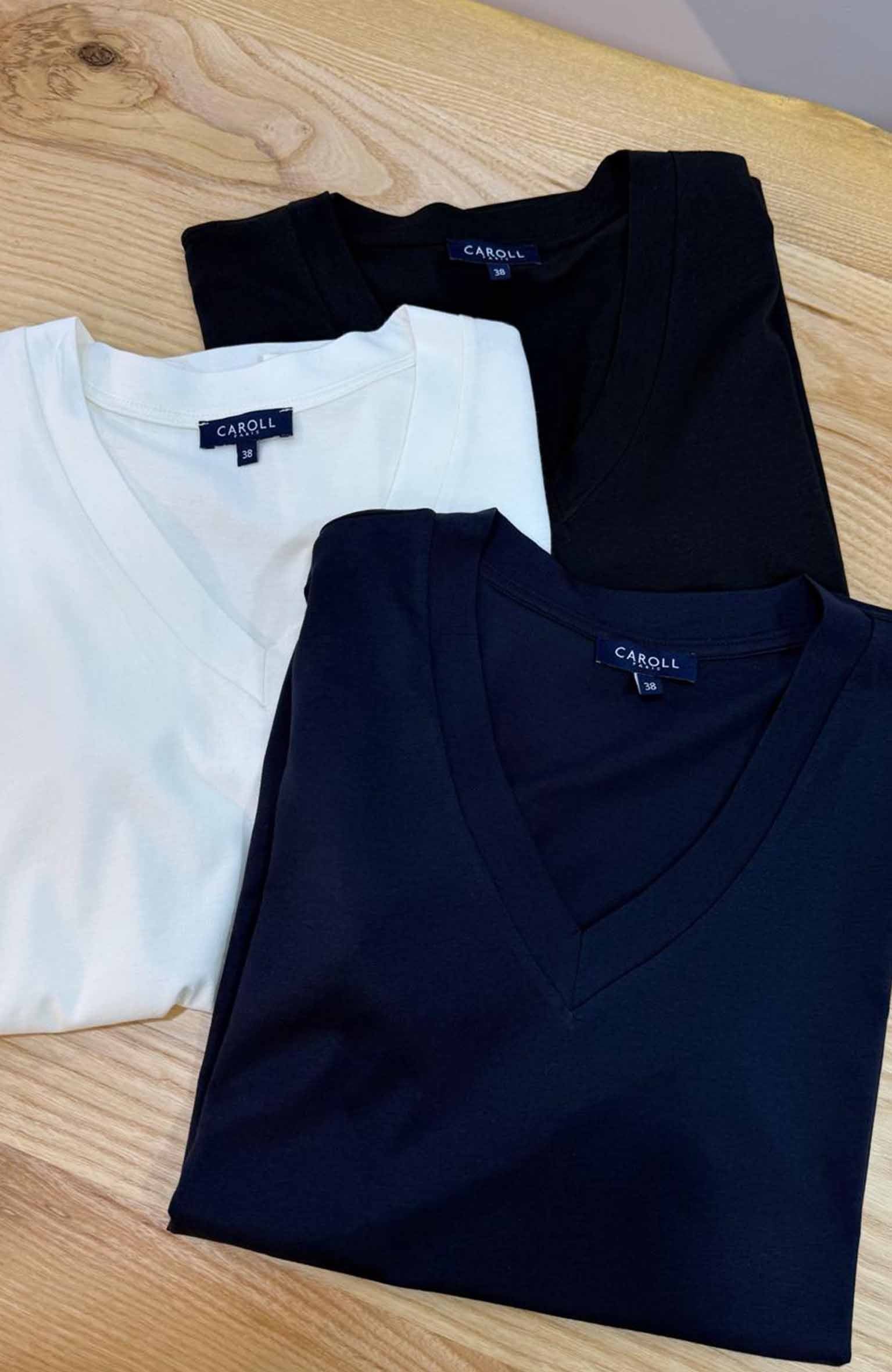 K3645 C.ROL VİSKOS V YAKA T-SHIRT