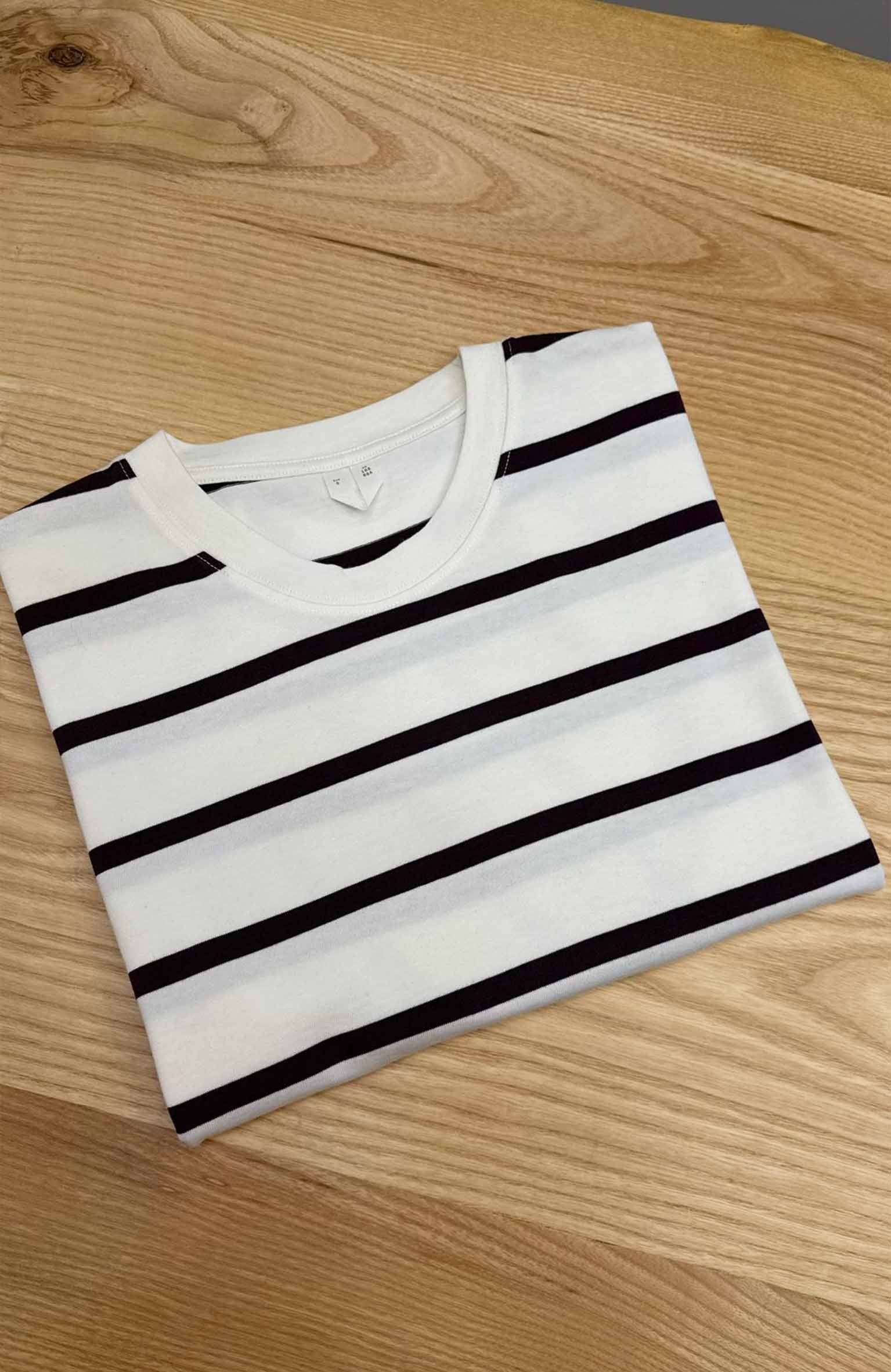 K3676 ARKT ACI KAHVE ÇİZGİLİ T-SHIRT