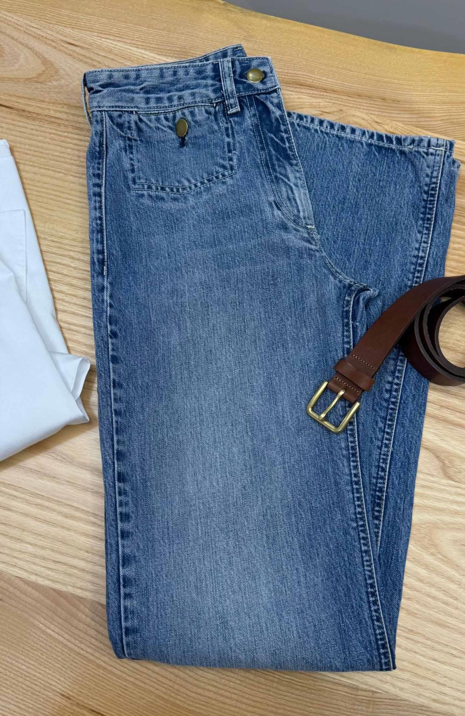 K3735 PİRİNÇ DÜĞME DETAYLI VİNTAGE JEAN