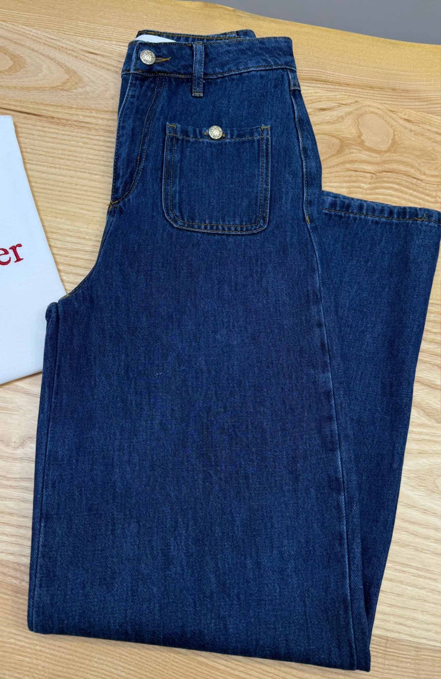K3838 B.ASH GOLD DÜĞMELİ LACİVERT JEAN