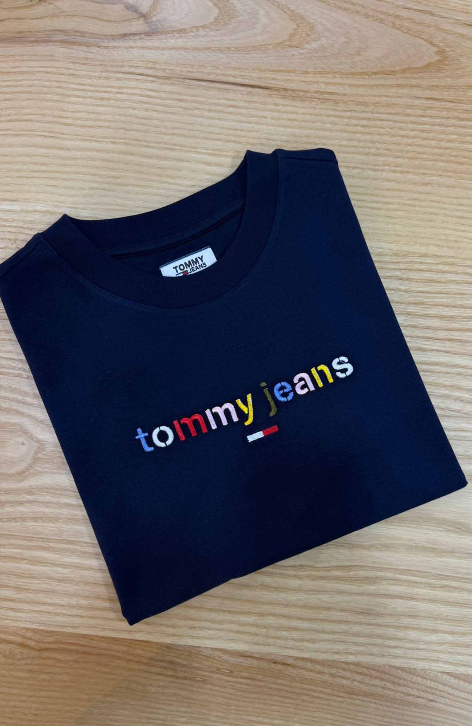 K3879 TJ RENKLİ NAKIŞLI LACİVERT T-SHIRT