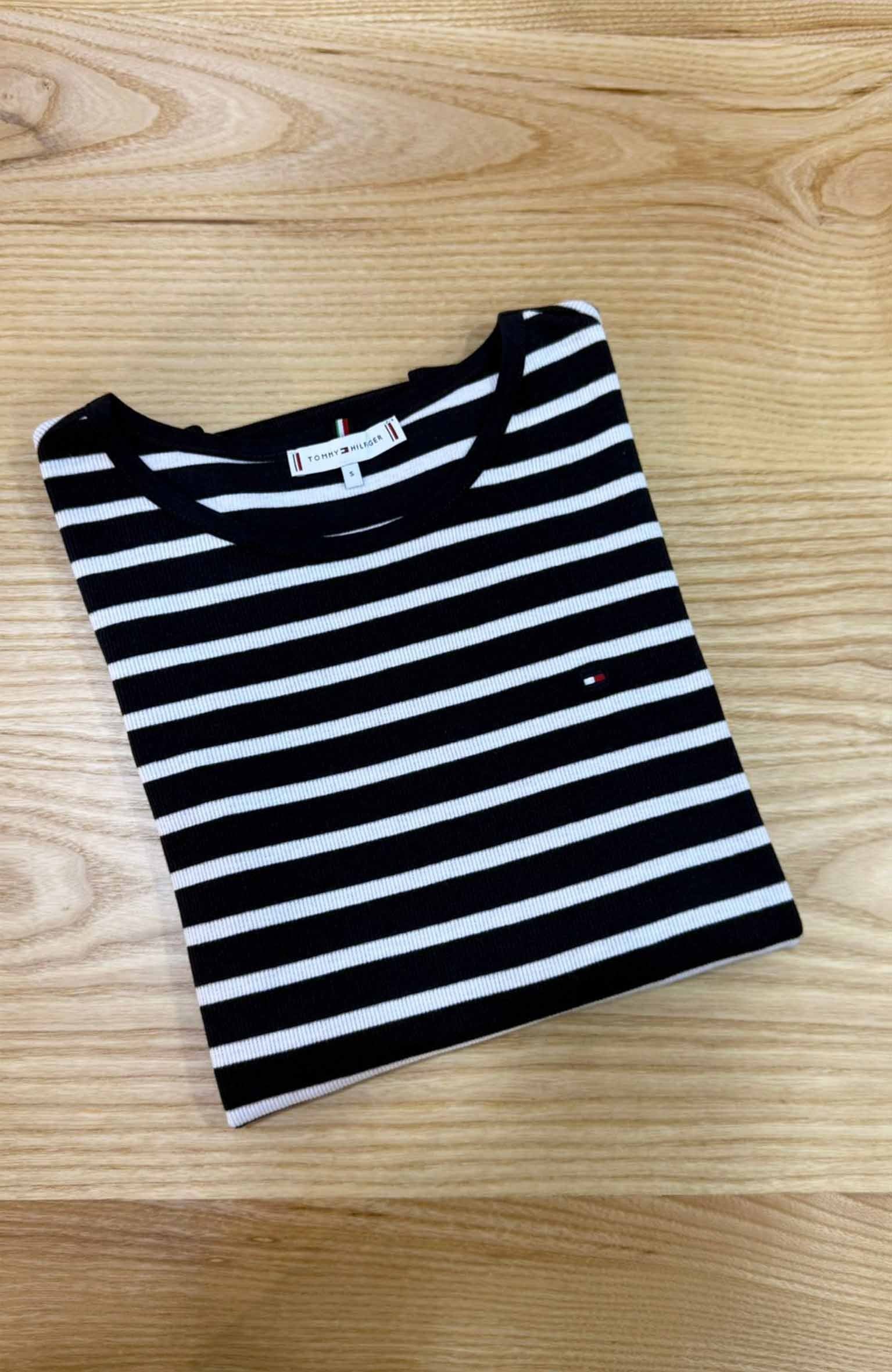 K3880 TM EKRU/LACİVERT ÇİZGİLİ T-SHIRT