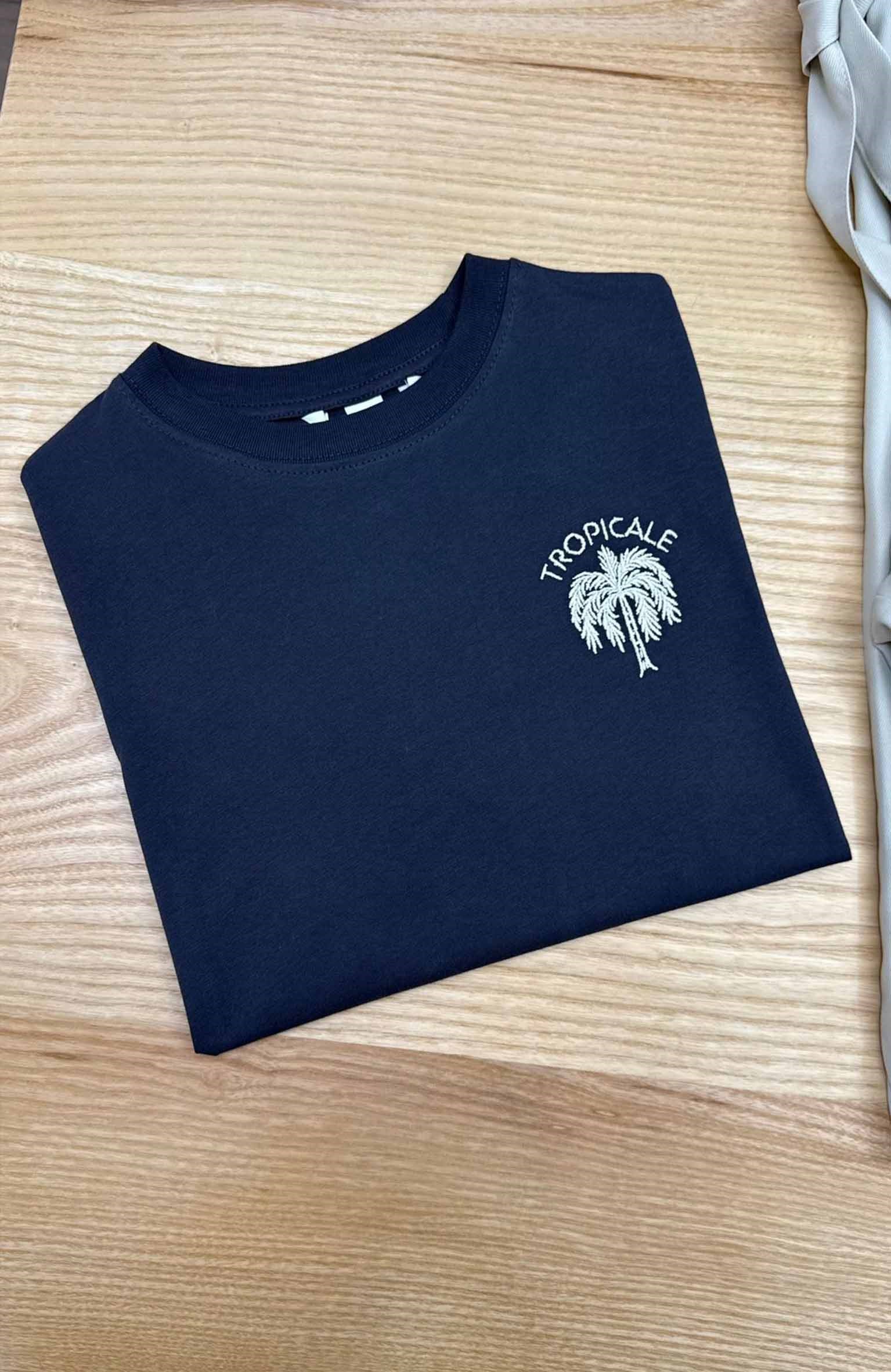 K4026 TROPİCAL NAKIŞLI ANTRASİT T-SHIRT