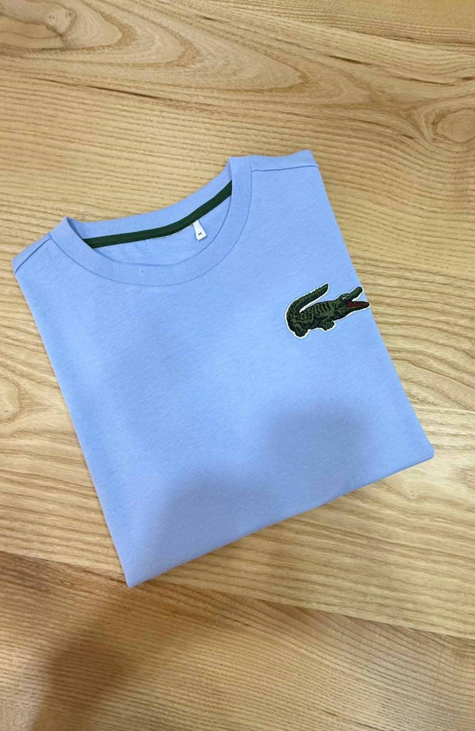 K4165 BÜYÜK LOGOLU BİSİKLET YAKA MAVİ T-SHIRT
