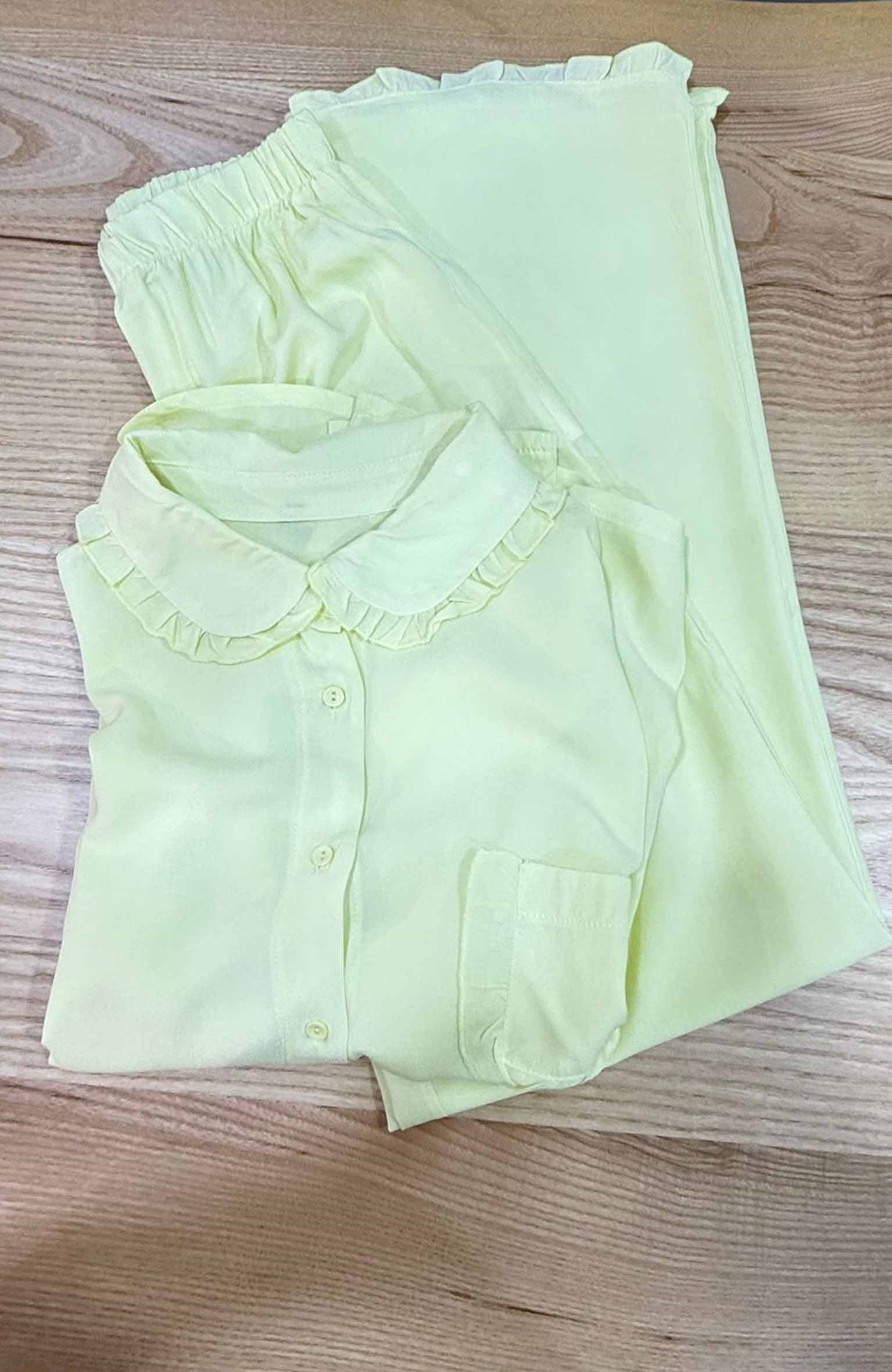 K4167 BEBE YAKA LİMON SARISI PİJAMA TAKIMI