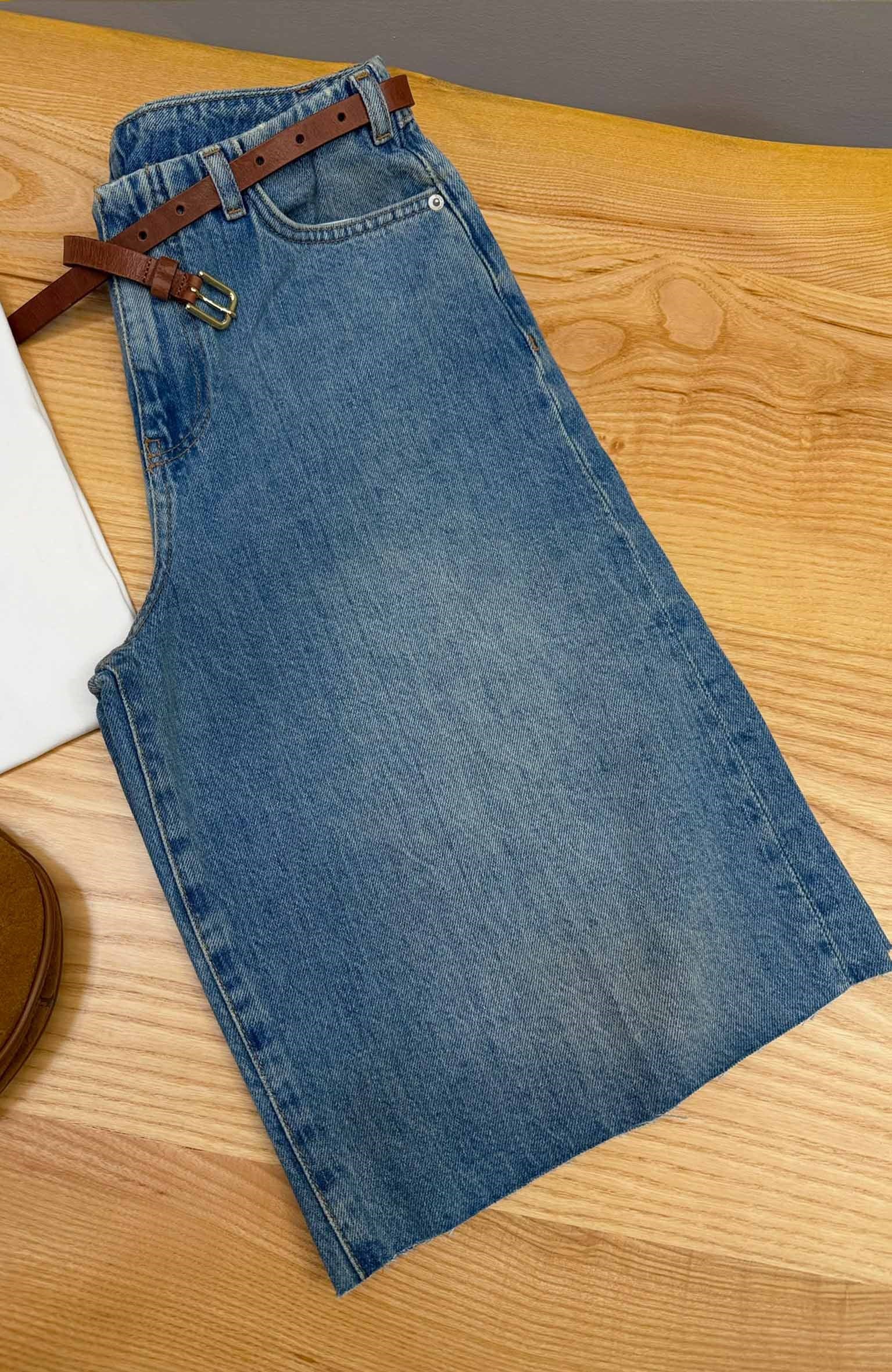 K4278 VİNTAGE KESİK PAÇA MAVİ DENİM BERMUDA