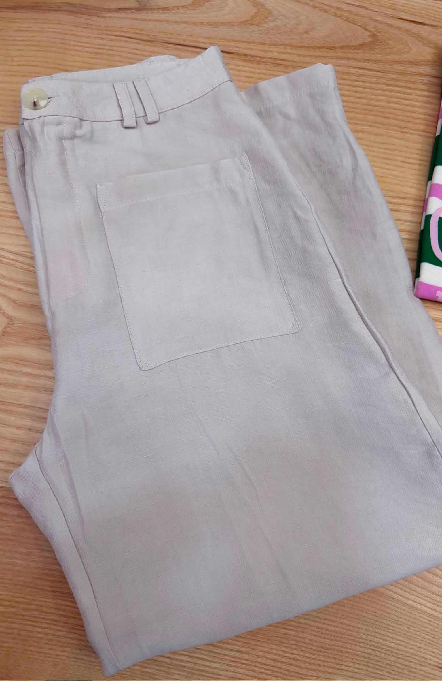 K4285 Z. LİYOSEL KETEN KARIŞIMLI KREM PANTOLON