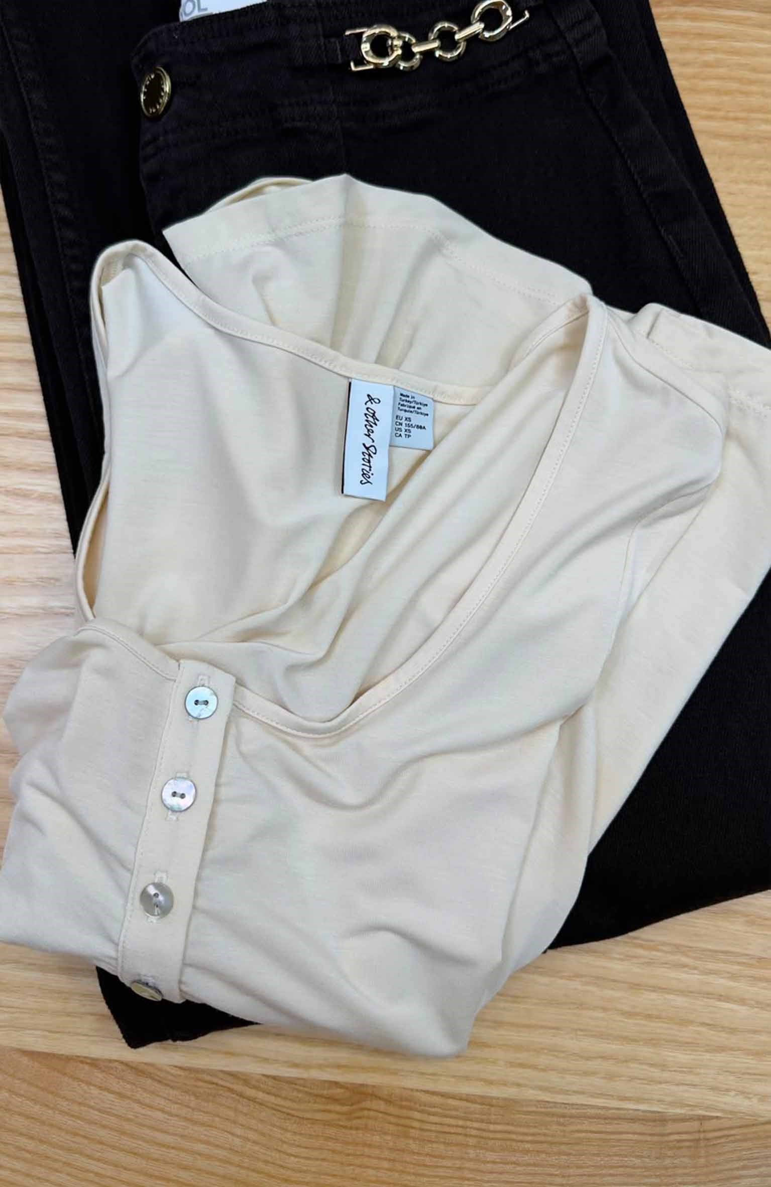 K4381 &OTHR SEDEF DÜĞMELİ MODAL T-SHIRT