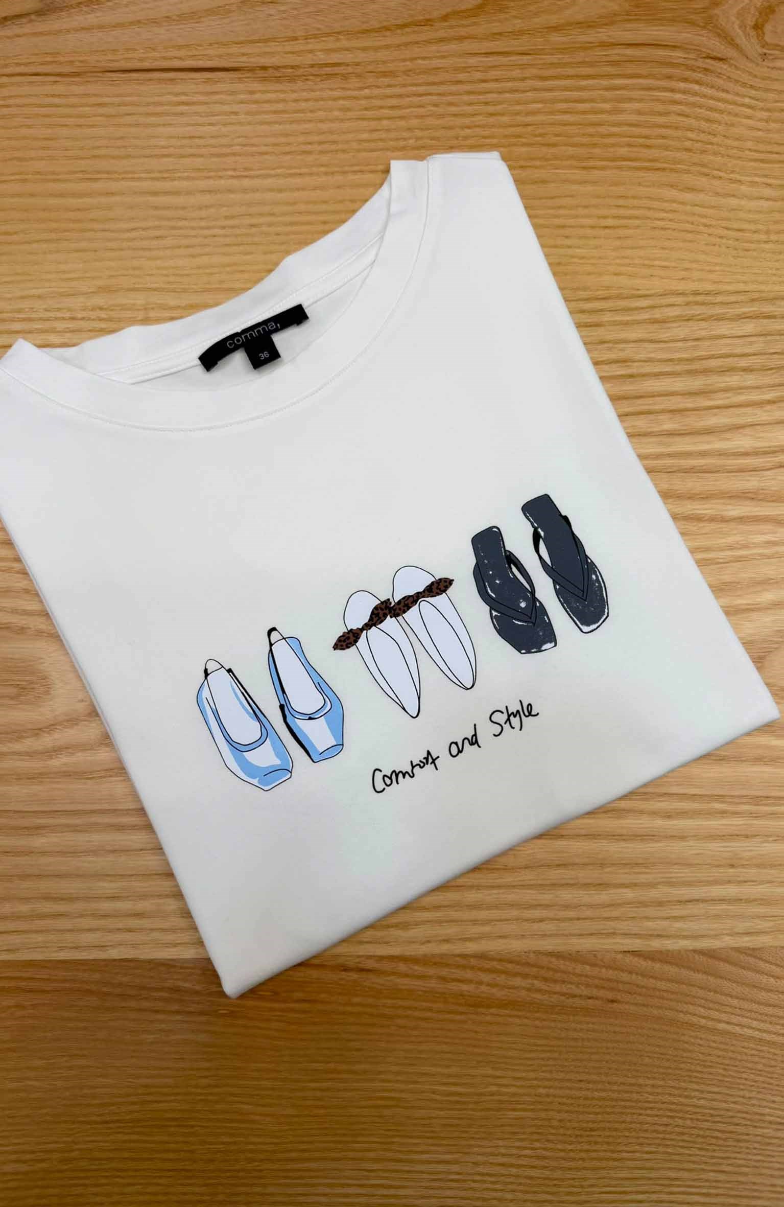 K4420 CMMA BASKILI EKRU T-SHIRT