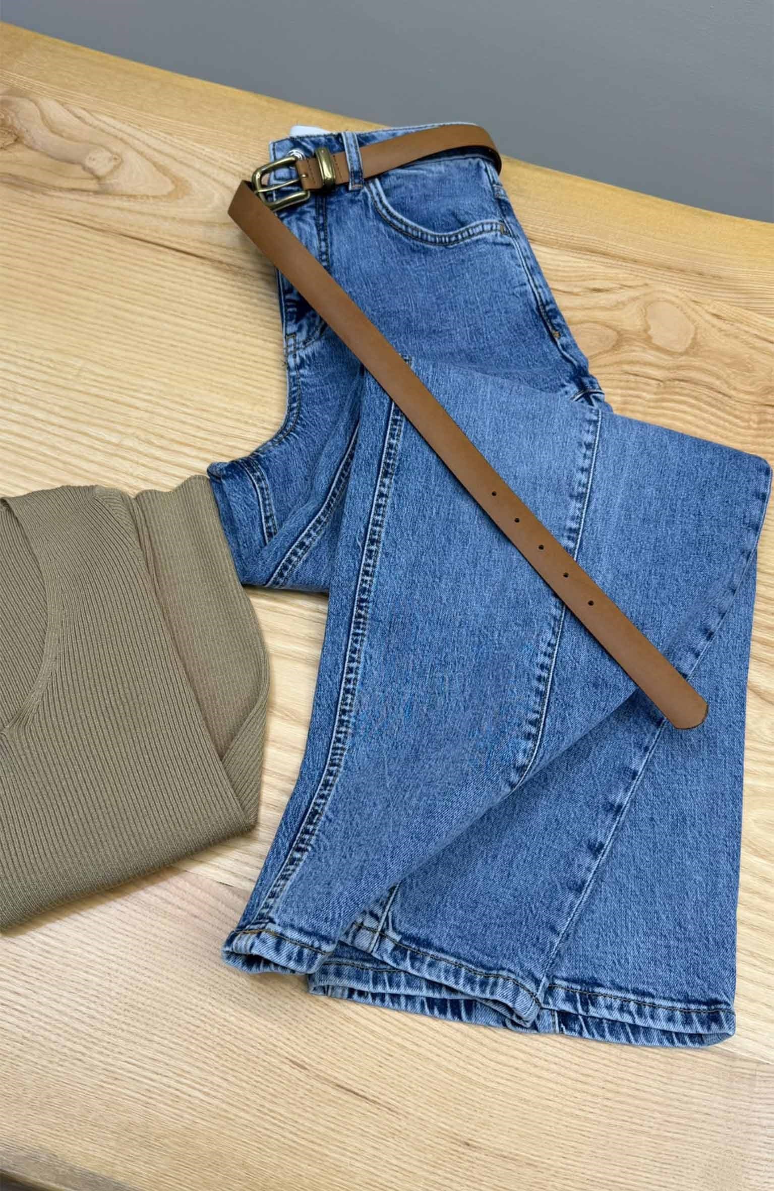 K4791 M&S DİKİŞ DETAYLI MAVİ BARREL JEAN