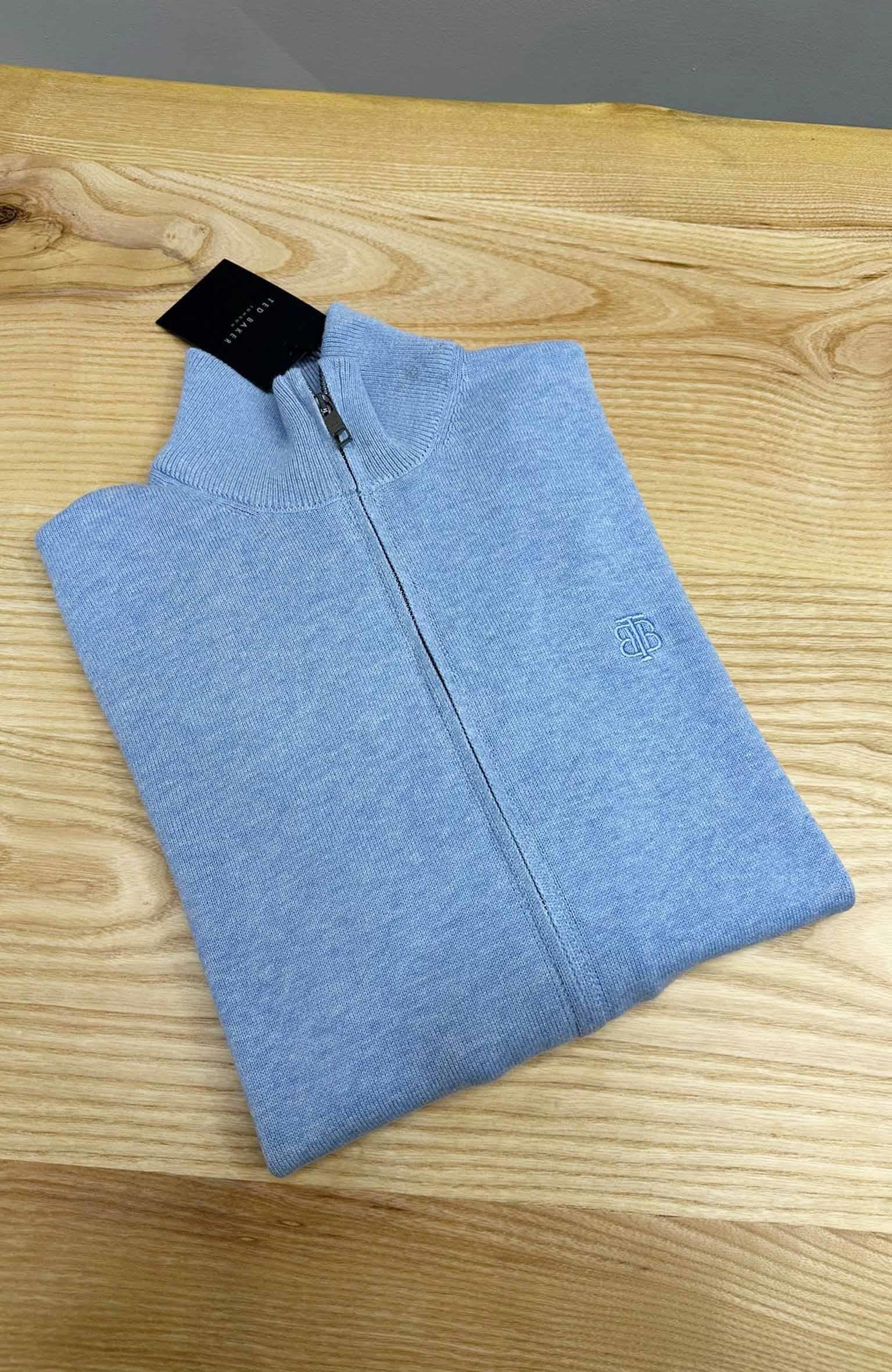 MEN1190 T.BKR MAVİ TAM FERMUARLI TRİKO HIRKA