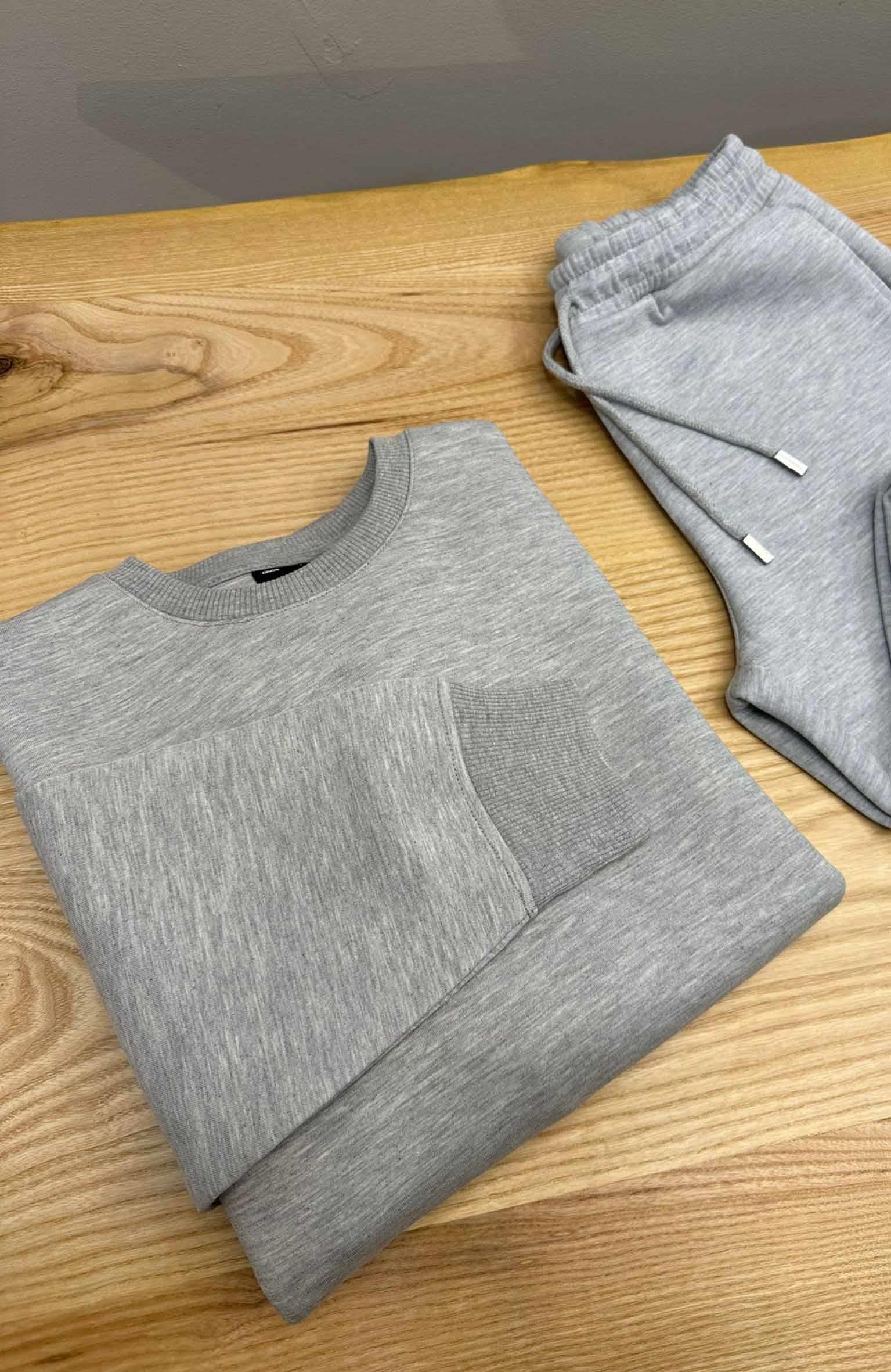 MEN1207 AS.OS ÇİFT KAT PAMUKLU GRİ SWEAT