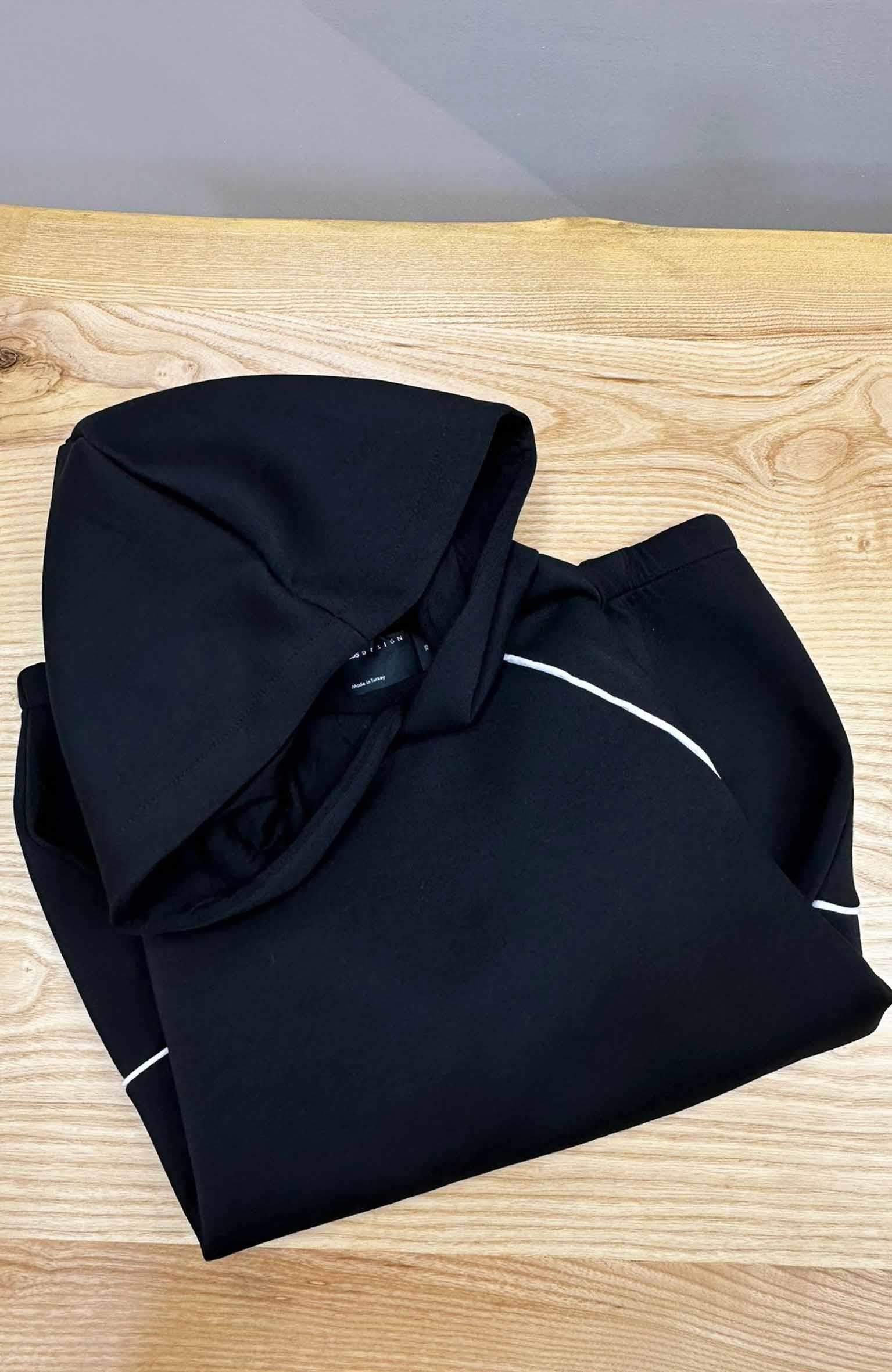 MEN1265 AS.OS KAPÜŞONLU ŞERİTLİ SİYAH SCUBA SWEAT