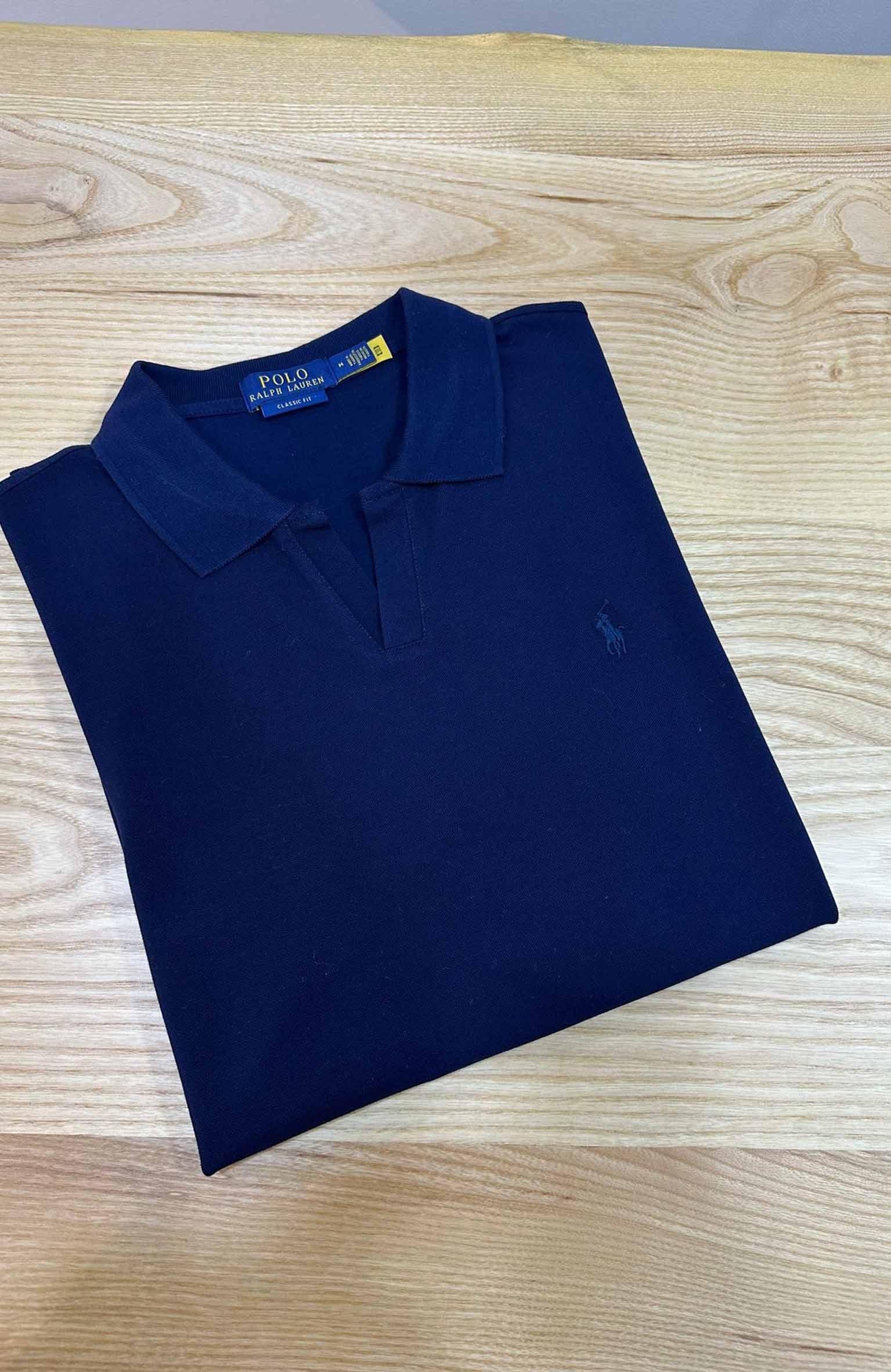 MEN1363 PRL V POLO YAKA LACİVERT T-SHIRT