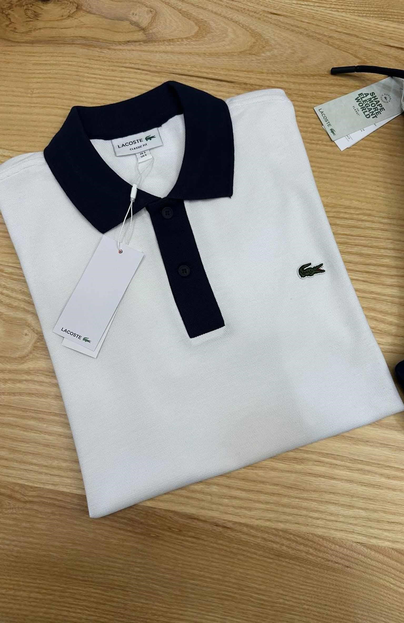 MEN1432 LCS LACİVERT YAKALI BEYAZ POLO T-SHIRT