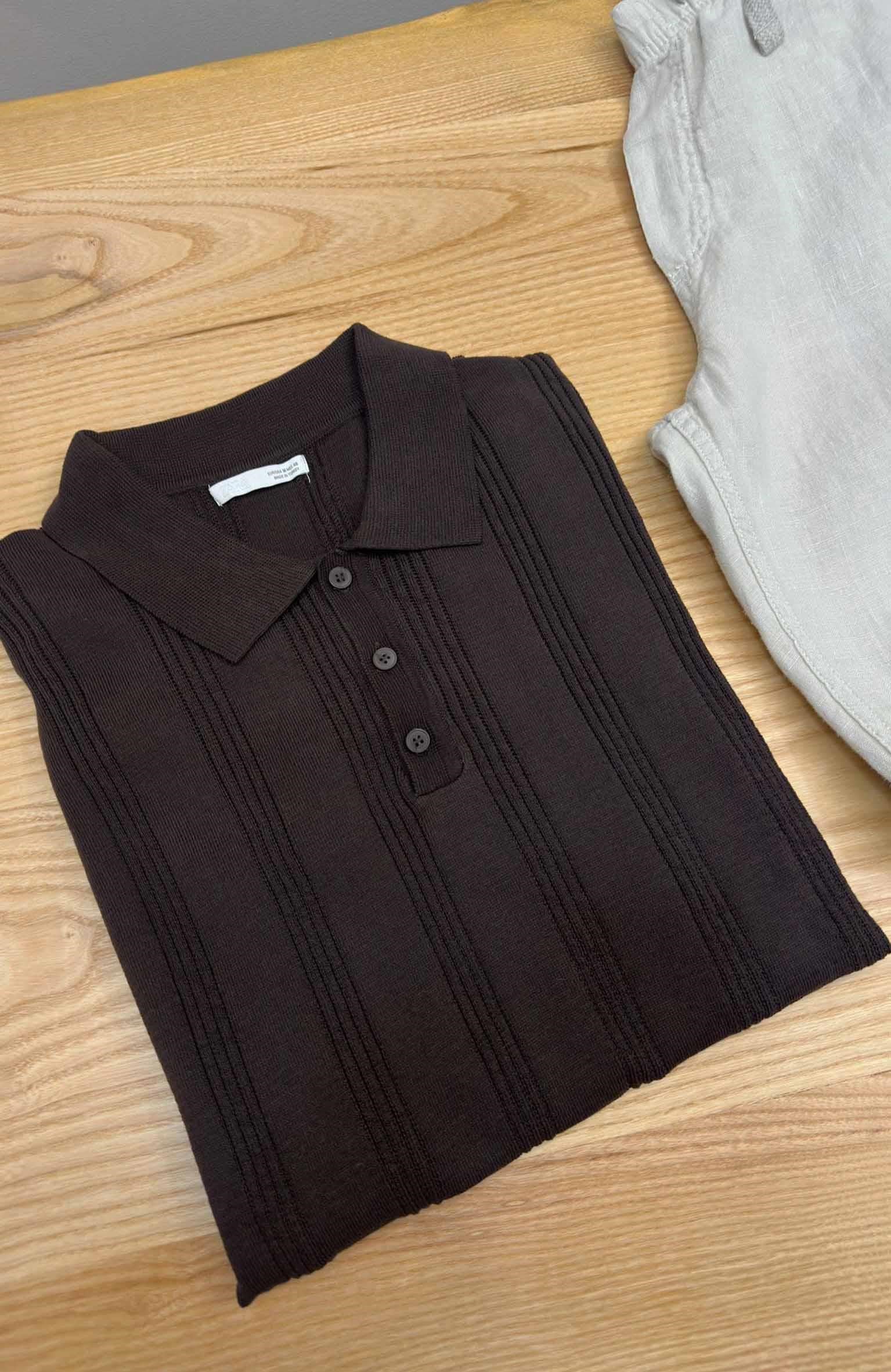 MEN1466 ZR POLO YAKA KAHVE TRİKO T-SHIRT