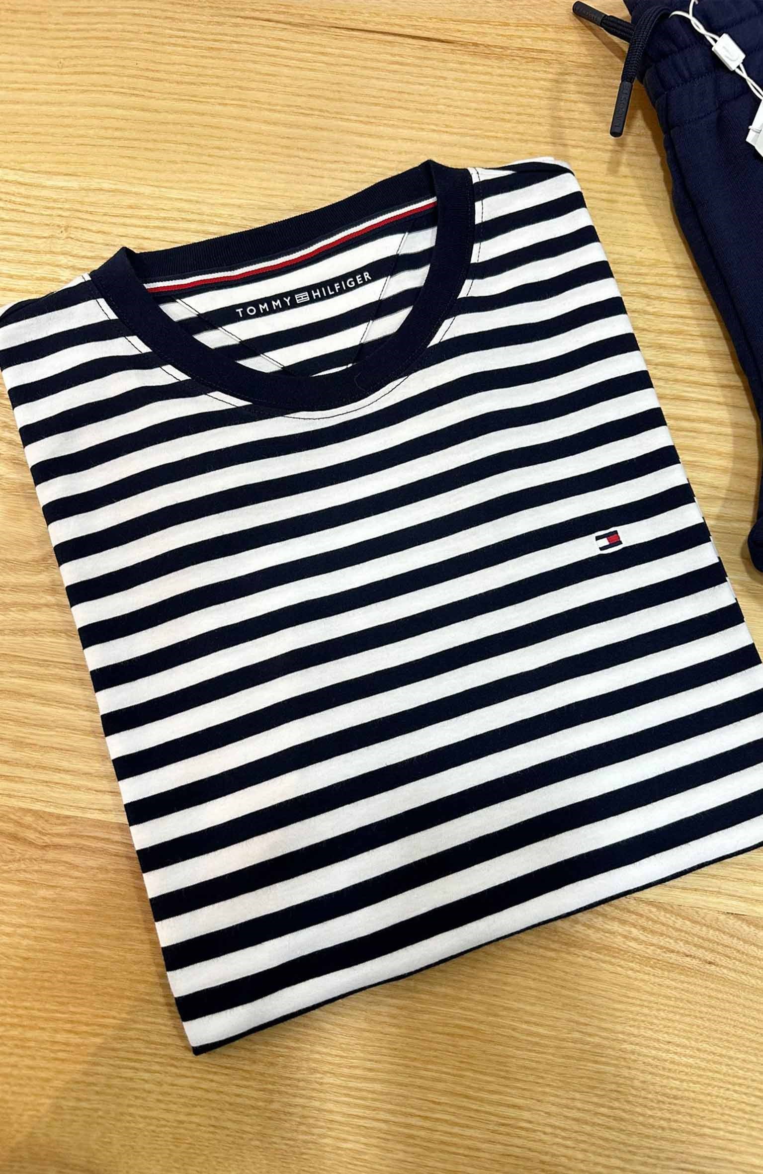 MEN1490 TM LACİVERT ÇİZGİLİ T-SHIRT
