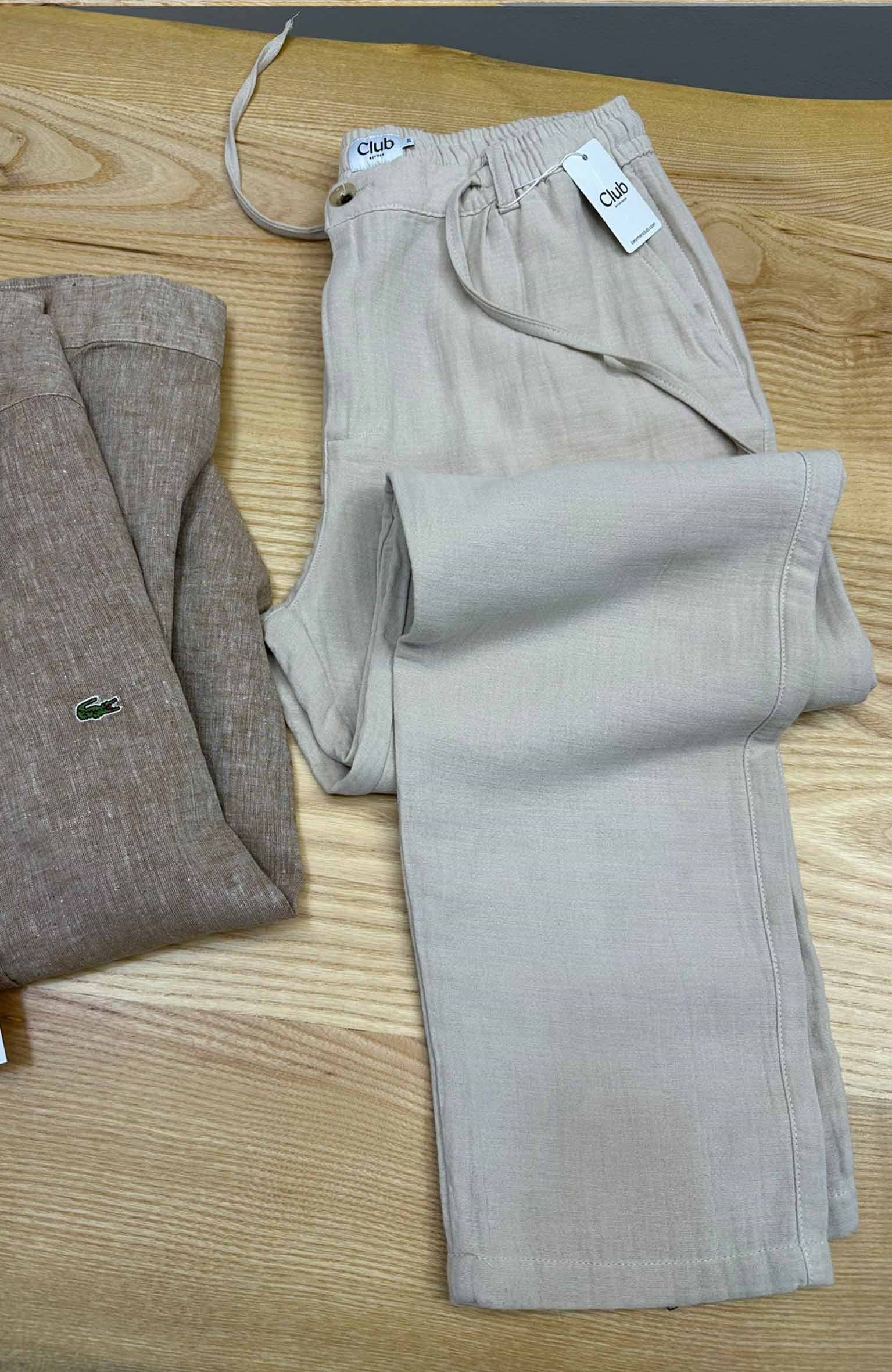 MEN1545 BYMN MÜSLİN BEJ BAĞCIKLI PANTOLON