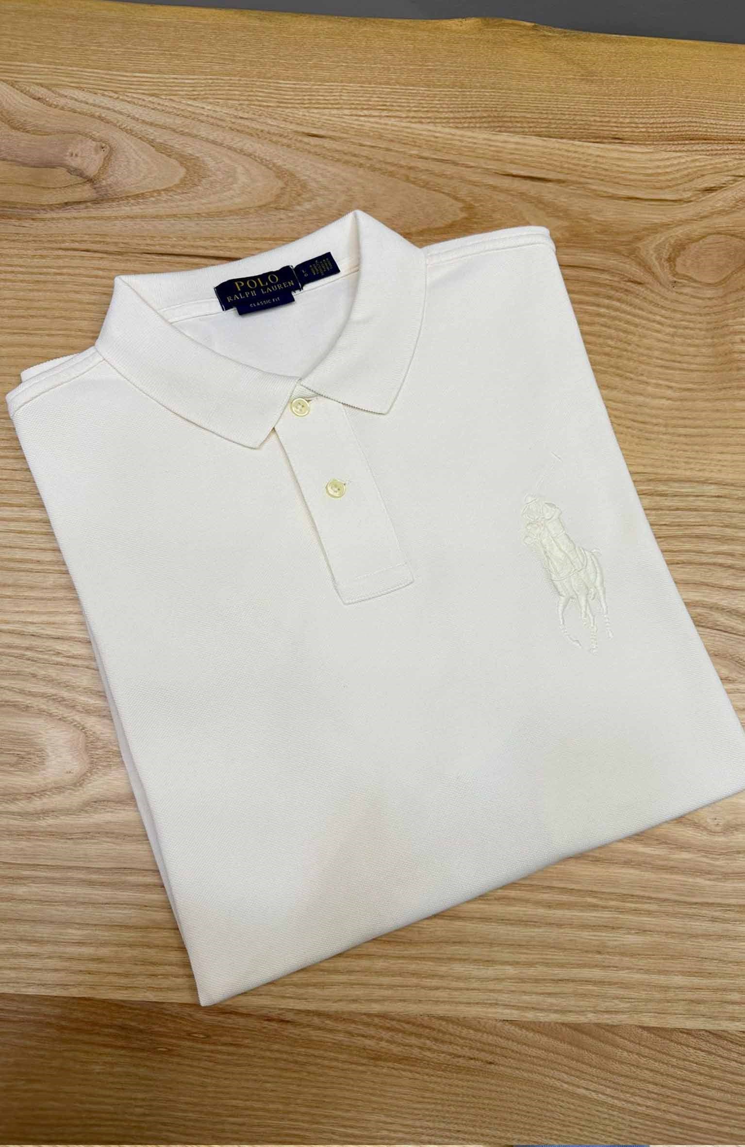 MEN1594 PRL BÜYÜK LOGOLU EKRU POLO T-SHIRT