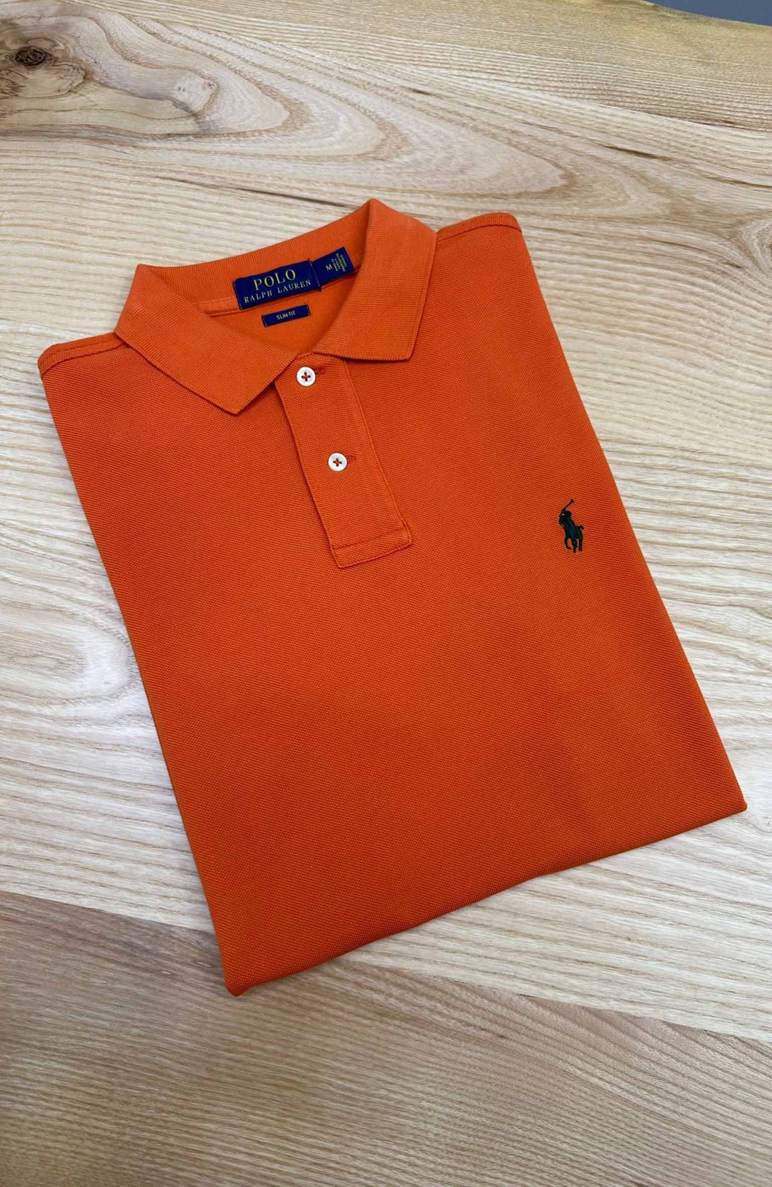 MEN1627 PRL YEŞİL NAKIŞLI TURUNCU  POLO T-SHIRT