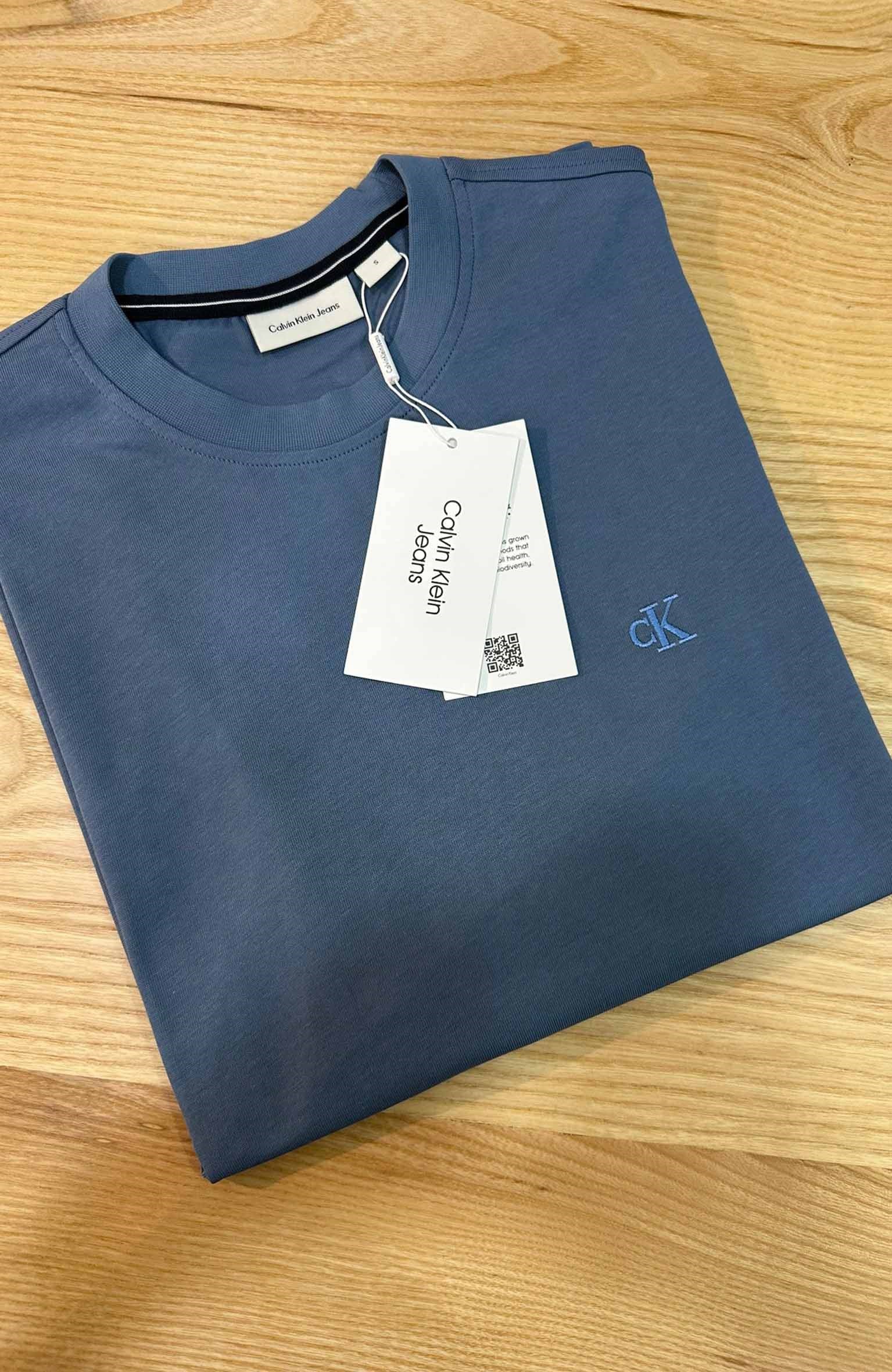 MEN1815 CK KÜÇÜK NAKIŞLI İNDİGO PAMUKLU T-SHIRT