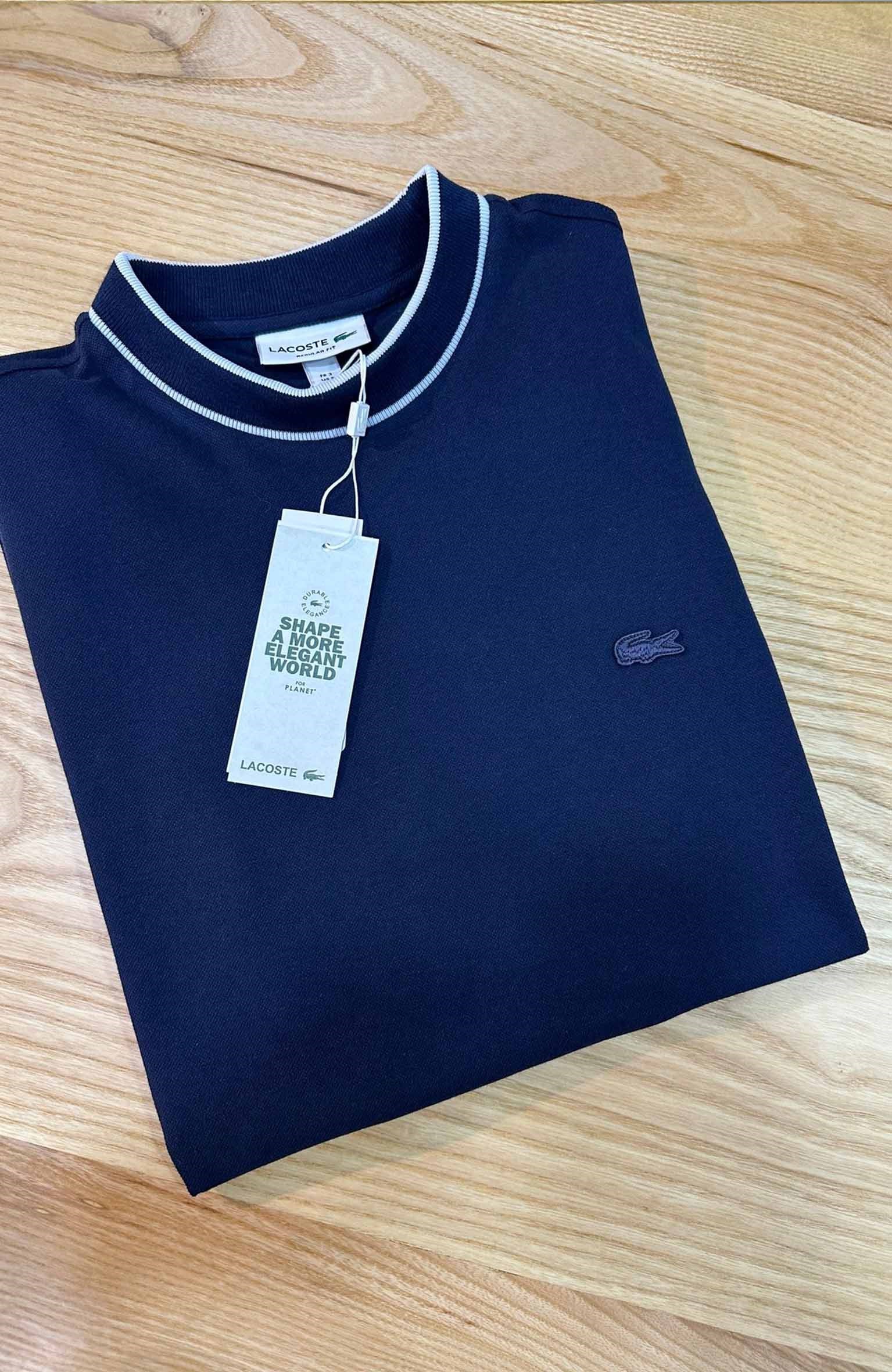 MEN1817 LCS DOKUMA YAKA DETAYLI LACİVERT T-SHIRT