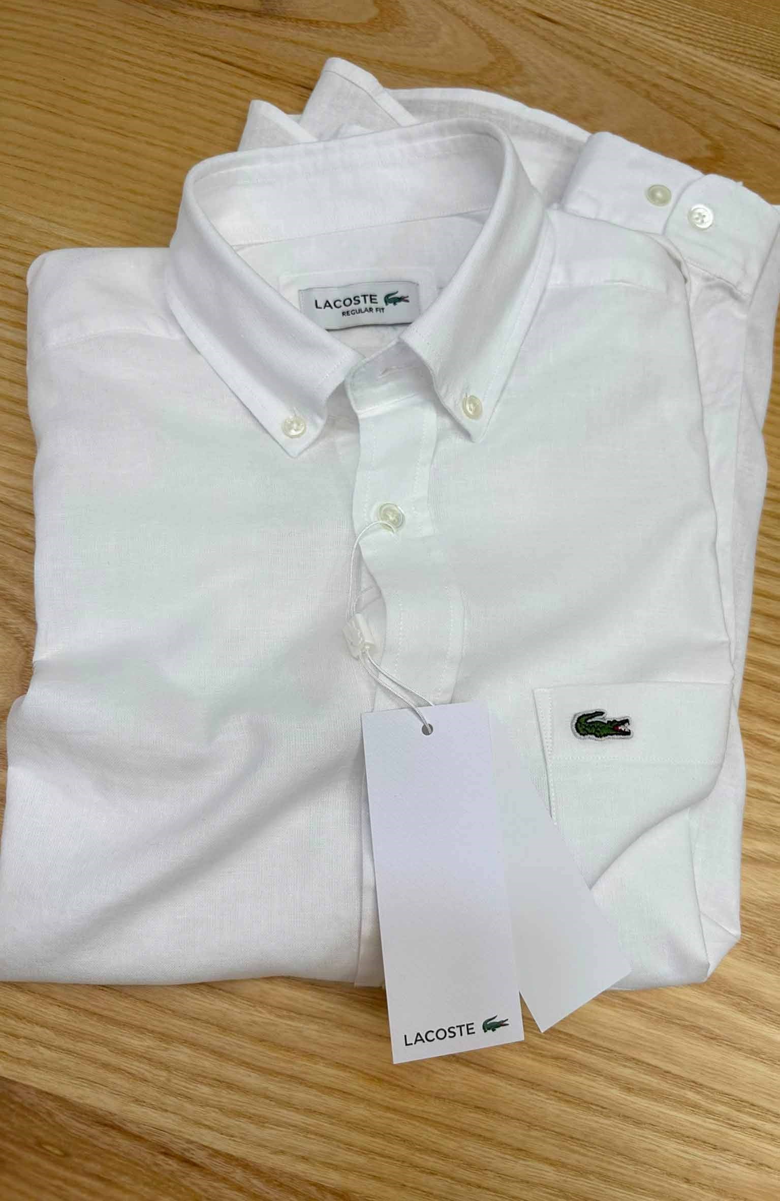 MEN1894 LCT REGULAR CEPLİ BEYAZ İNCE KETEN GÖMLEK