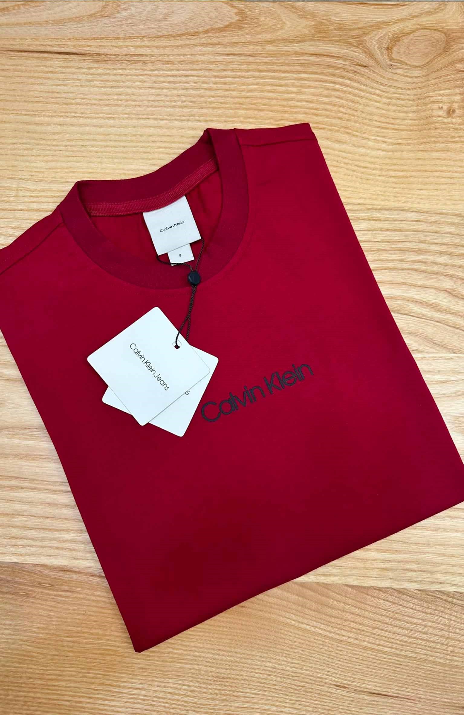 MEN1981 CK ORTA BASKILI BORDO T-SHIRT
