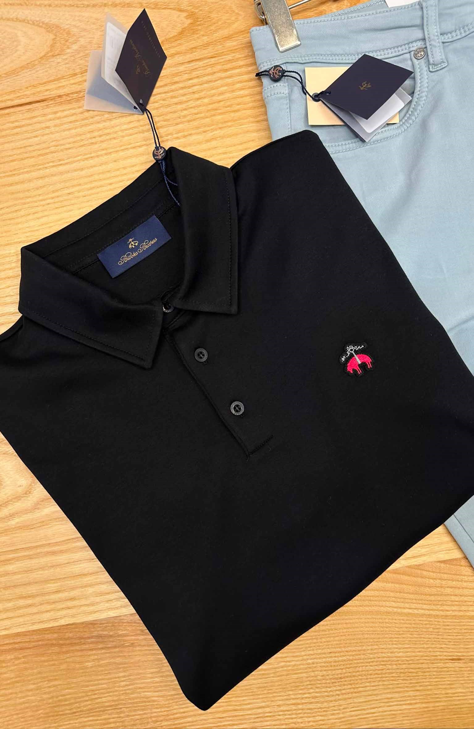 MEN2011 B&B POLO YAKA PAMUKLU SİYAH T-SHIRT