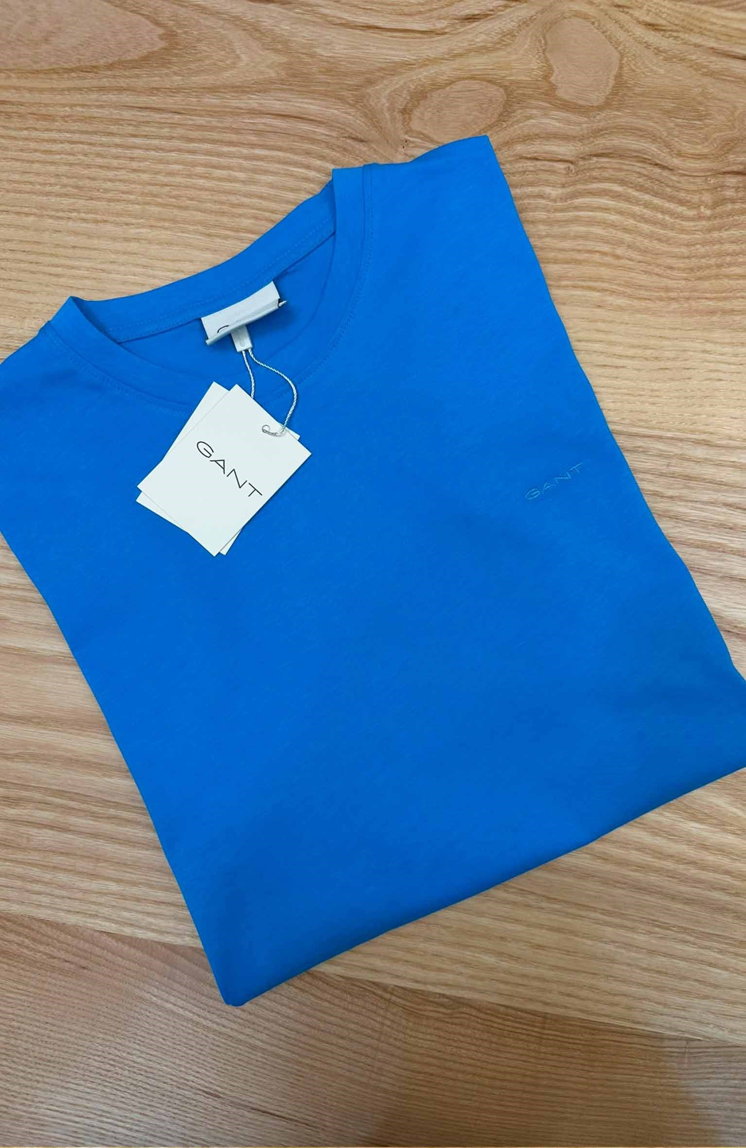 MEN2039 GNT KÜÇÜK NAKIŞLI BİSİKLET YAKA TURKUAZ BASİC T-SHIRT