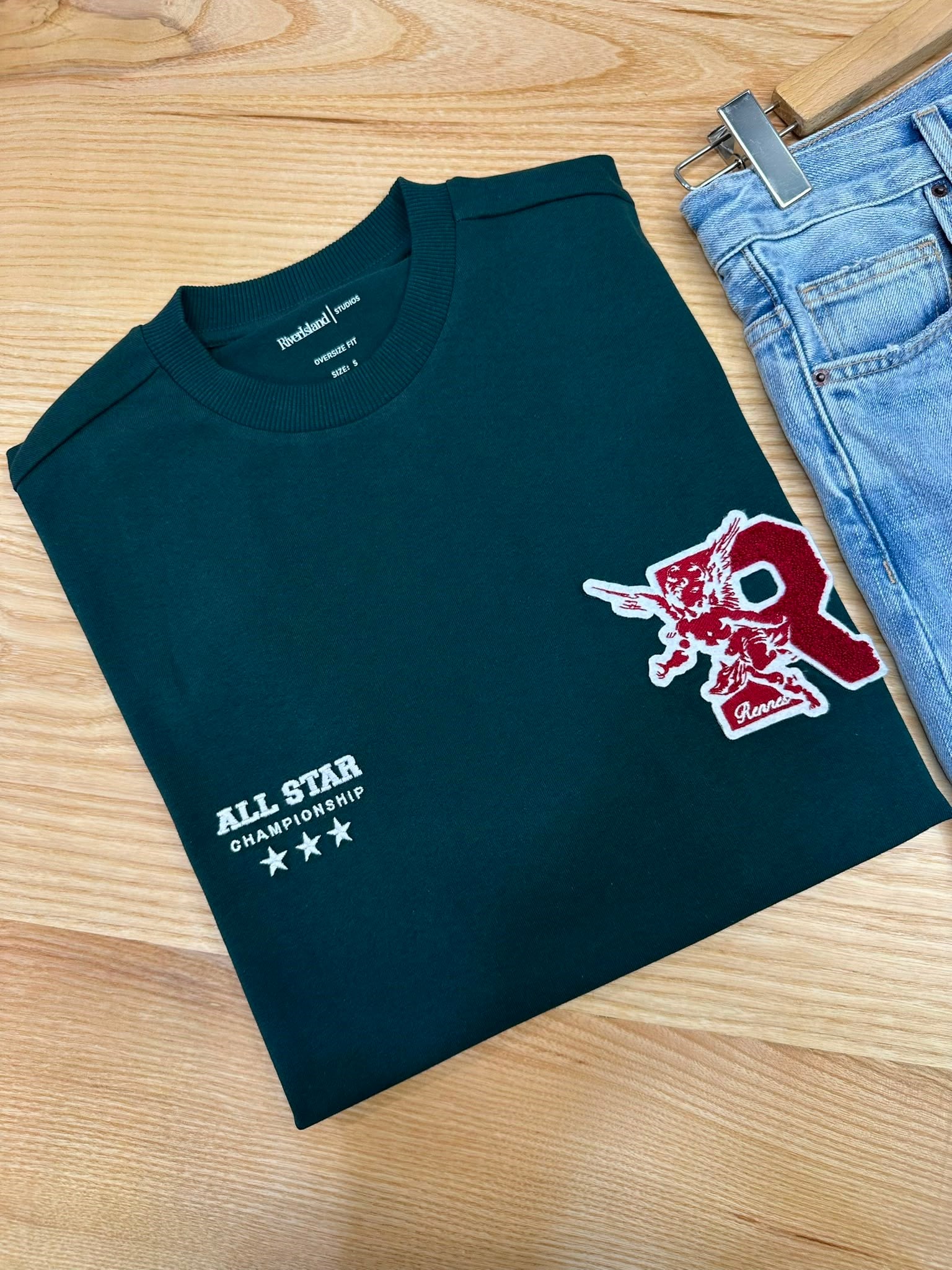 MEN2129 R.ISLAND NAKIŞLI KOYU YEŞİL T-SHIRT