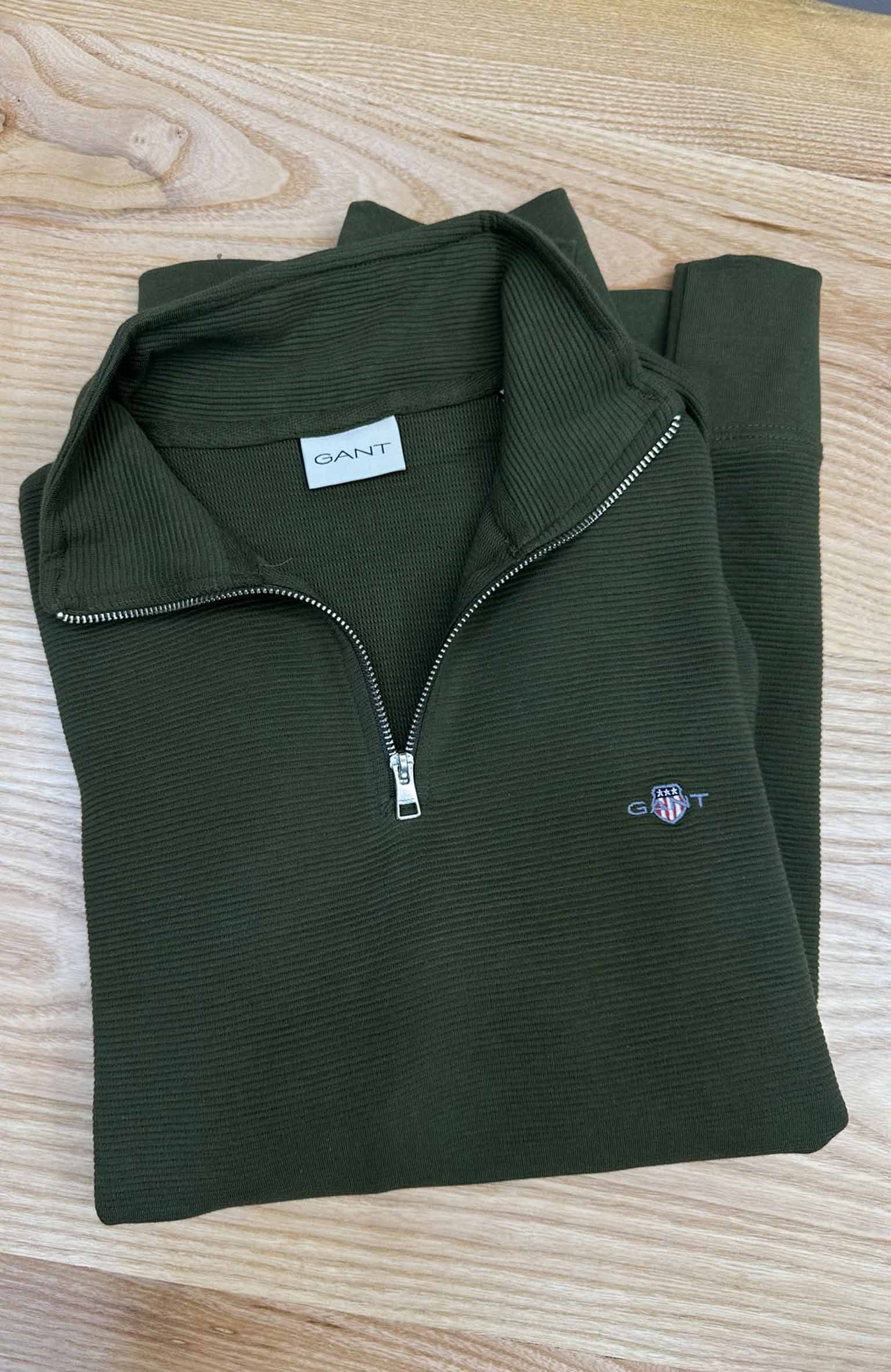 MEN2414 GNT YARIM FERMUARLI DOKULU YEŞİL SWEAT
