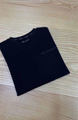 C2269 ALL S. SIRTI PAYET YAZI DETAYLI SİYAH T-SHIRT