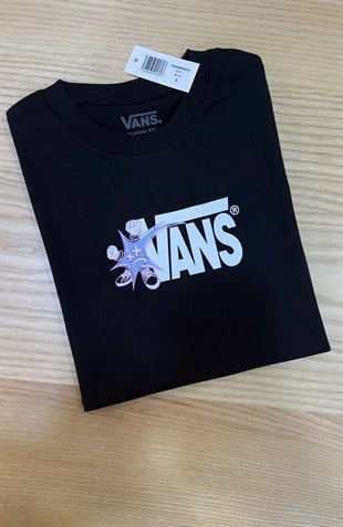 C2381 VNS BASKILI SİYAH T-SHIRT