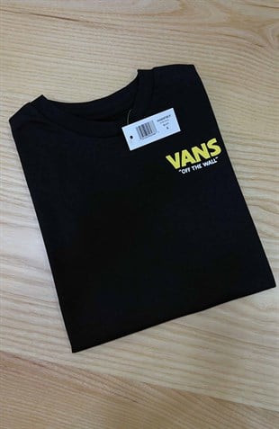C2383  VNS ÖN/ARKA FLAMİNGO BASKILI SİYAH T-SHIRT