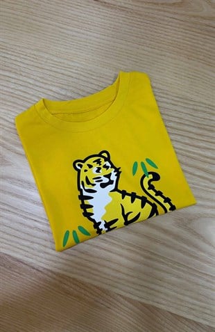 C2386 KNZ KAPLAN BASKILI SARI T-SHIRT 