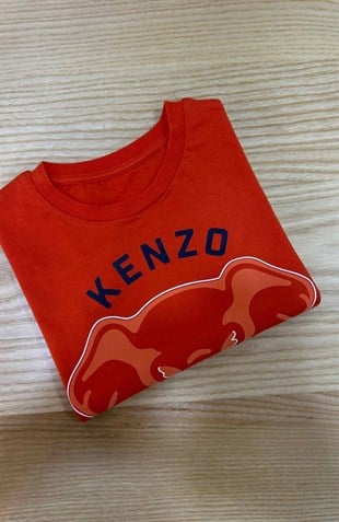 C2397 KNZ FİL BASKILI KIRMIZI T-SHIRT 