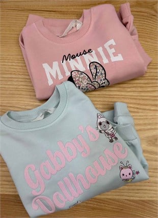 C2549 MİNNİE BASKILI PEMBE SWEAT