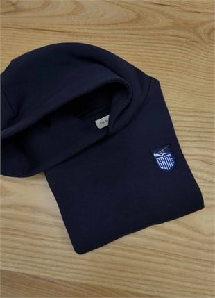 C2561 KAPÜŞONLU BASKILI LACİVERT SWEAT