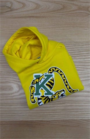 C2568 KNZ KAPÜŞONLU BASKILI SARI SWEAT 