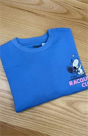 C2868 SNOOPY ÖN/ARKA BASKILI MAVİ SWEAT