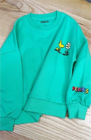 C2875 SNOOPY ÖN/ARKA BASKILI YEŞİL SWEAT