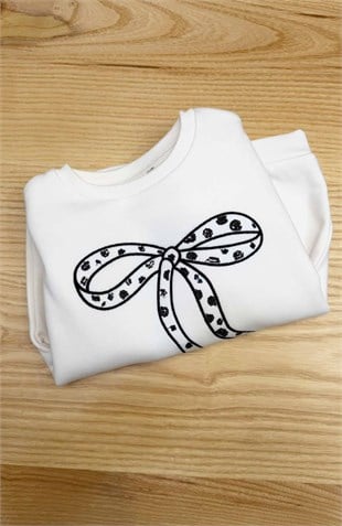 C2882 FİYONK NAKIŞLI KREM SWEAT