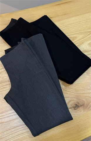 K3115 ALL S. YANDAN FERMUARLI BELİ LASTİKLİ KUMAŞ PANTOLON